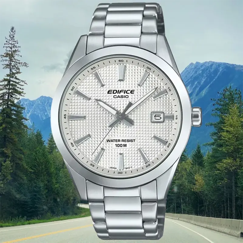 Edifice Motorsports White Dial Men's Watch- EFV-160D-7AV